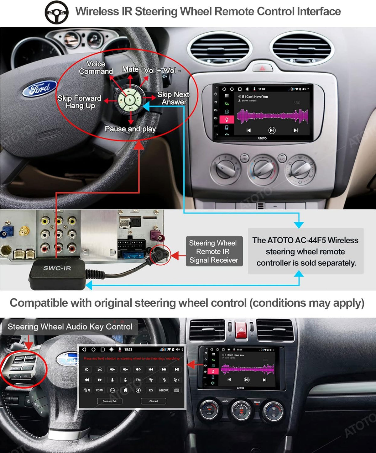 7inch Double-DIN Android Car Stereo with Wireless CarPlay Y88804