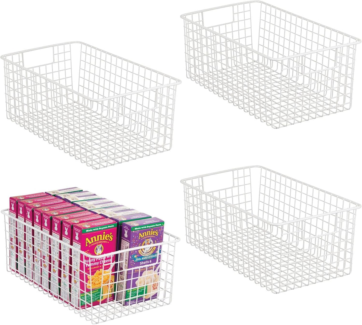 Satin Metal Wire Cabinet Organizer Bins 4 Pack H69047