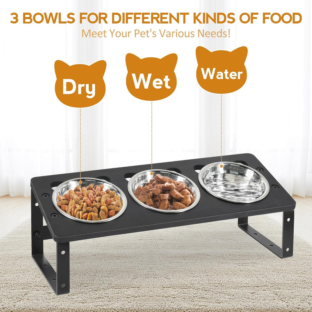 15° Tilted Raised Cat Bowls with Stainless Steel Feeder Bowls X471238