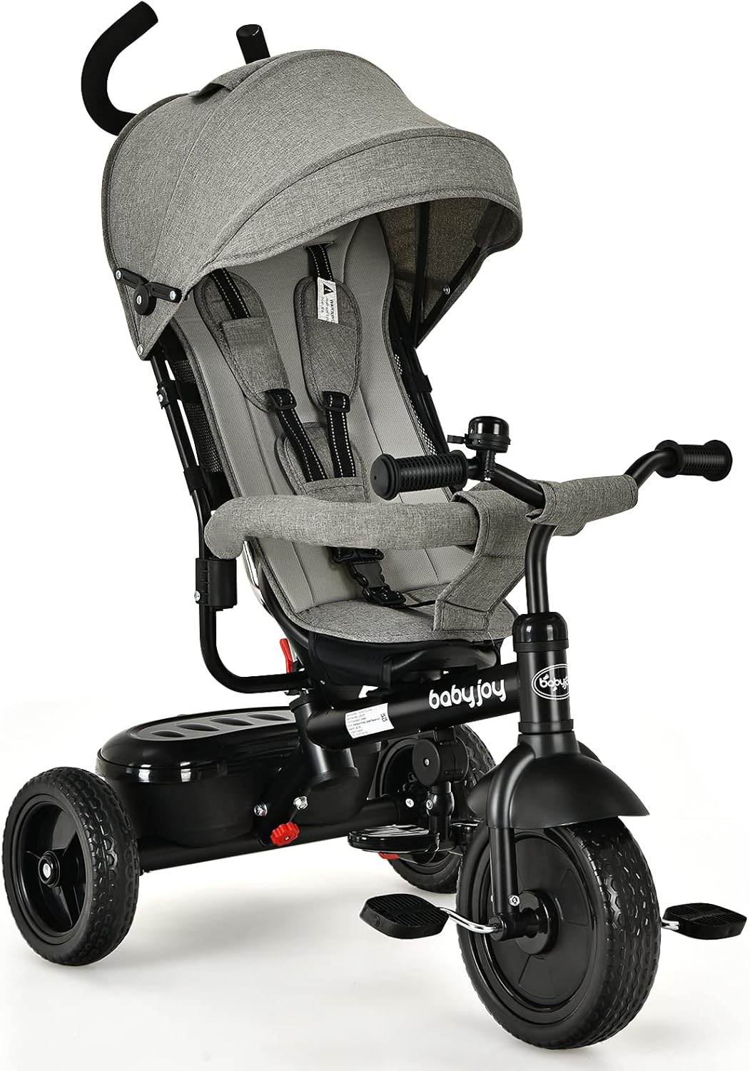 4-in-1 Toddler Tricycle with Push Handle and Canopy W698