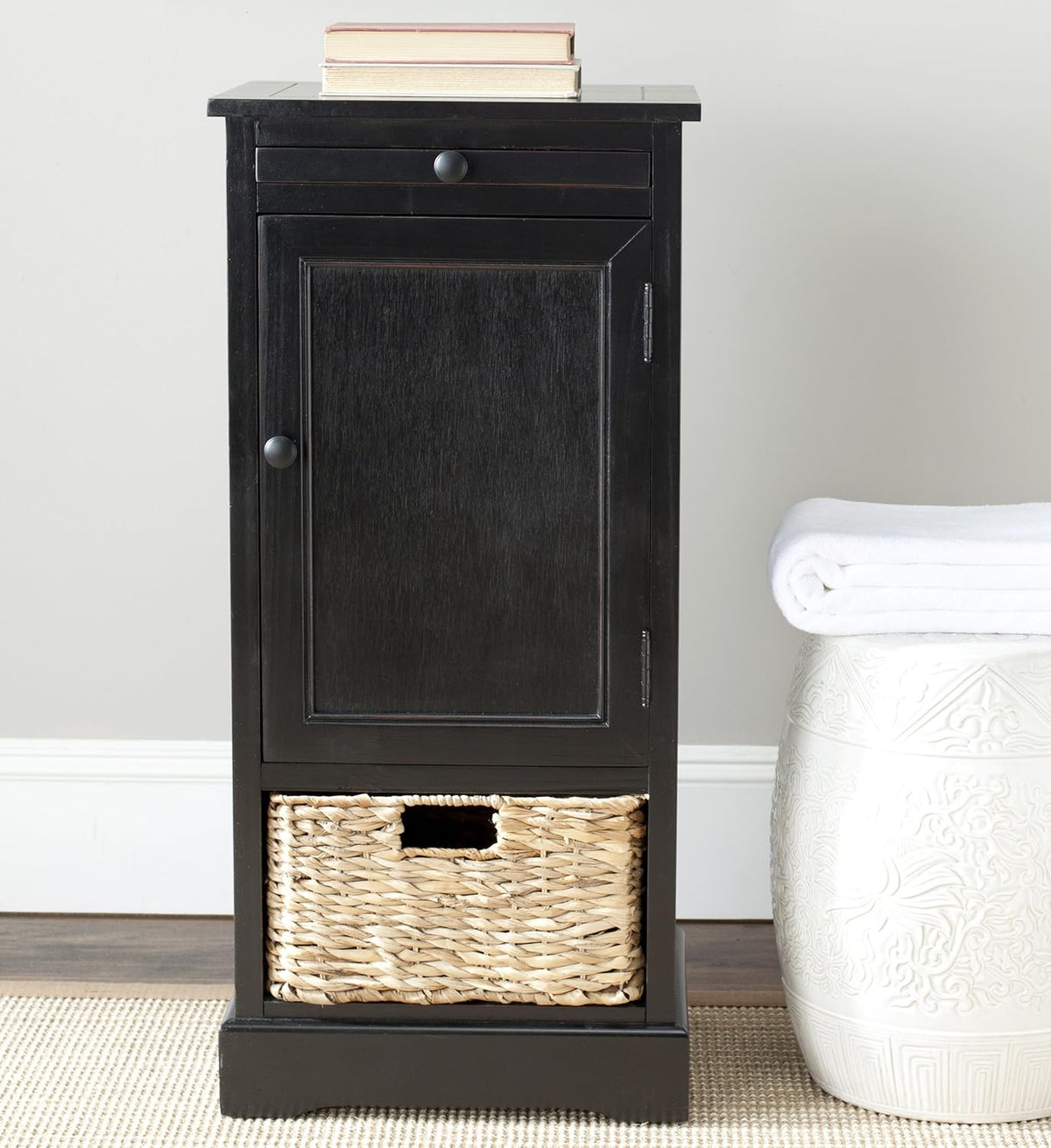 Vintage Grey Tall Storage Unit Q734912