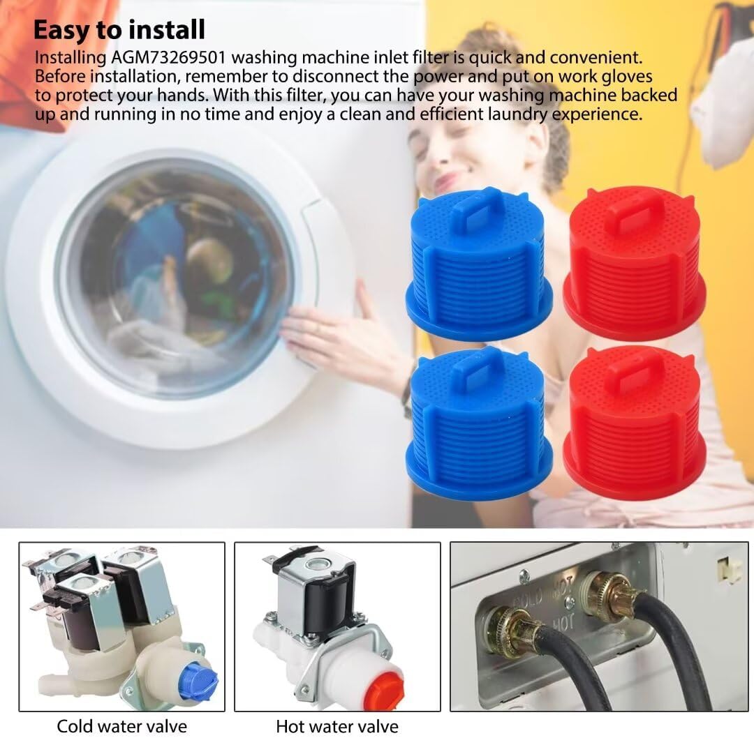 4-Pack Washer Water Inlet Valve Filter Screen Y721