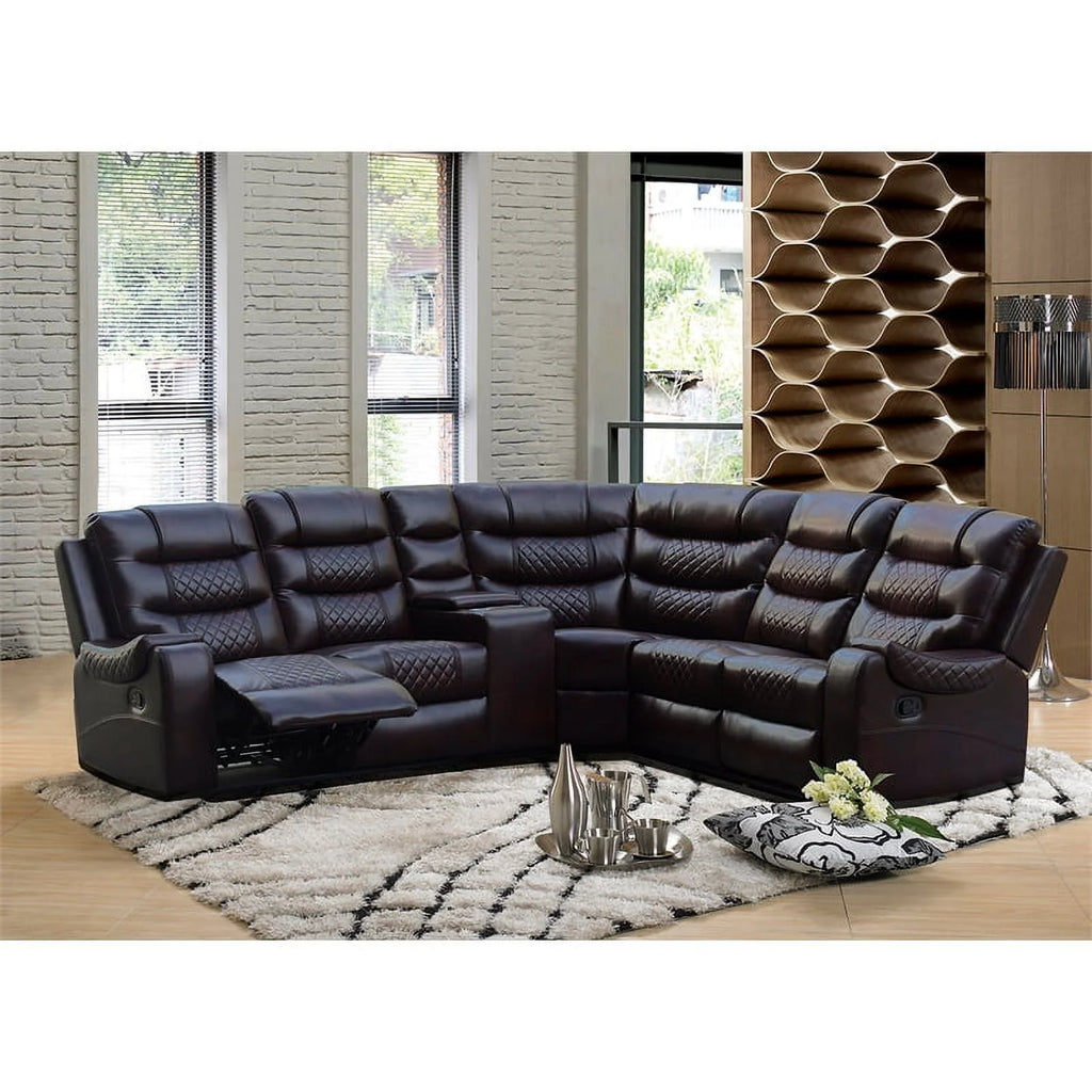 Brown Faux Leather Reclining Sectional O548359