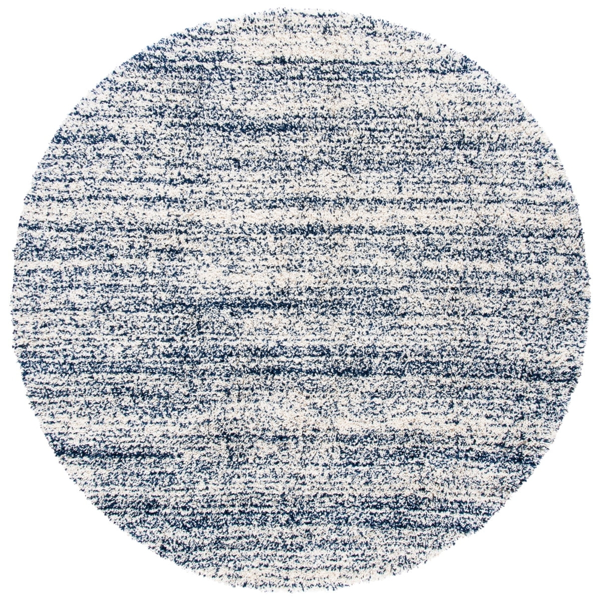 Ivory/Navy Striped Shag Area Rug Y333