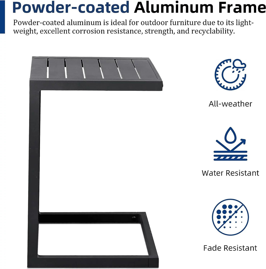 C Shaped Aluminum Side Table Dark Grey E168326