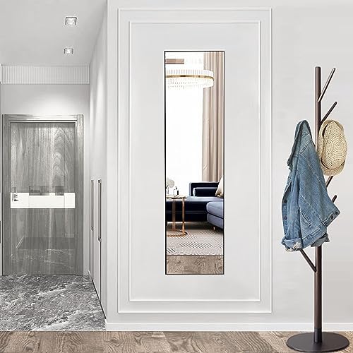 Arched Full Length Mirror with Stand Aluminum Frame Black 59"x16" H9521