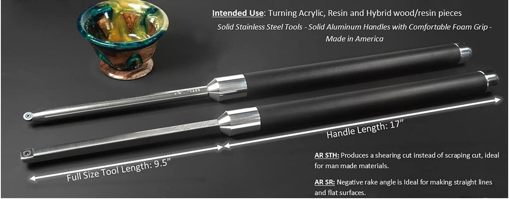 Carbide Turning Tools for Wood Lathe, 12" Tools, 17" Handles, 2 Tool Set A777