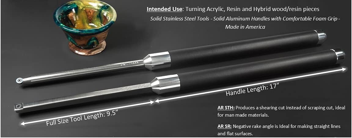 Carbide Turning Tools for Wood Lathe, 12" Tools, 17" Handles, 2 Tool Set A777