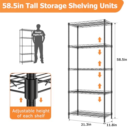 5-Tier Adjustable Metal Wire Shelving Unit W49733