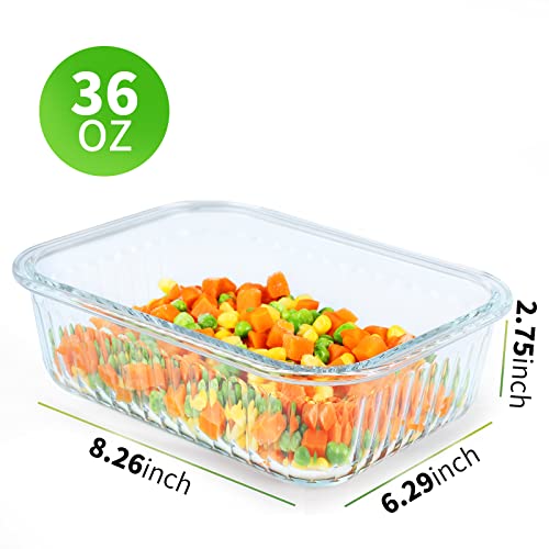 5 Packs 36 oz Glass Food Storage Containers with Lids, White V583