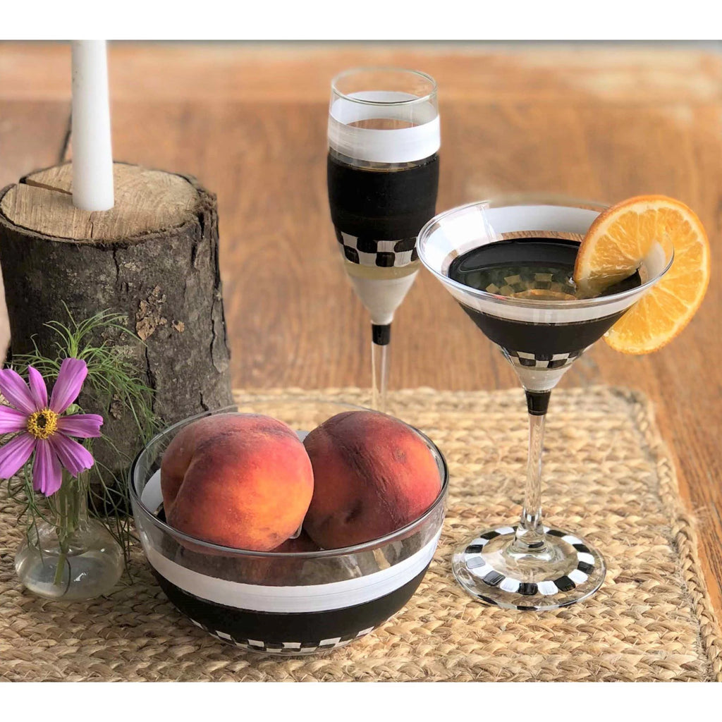 Black and White Checkered Martini Glass J163716