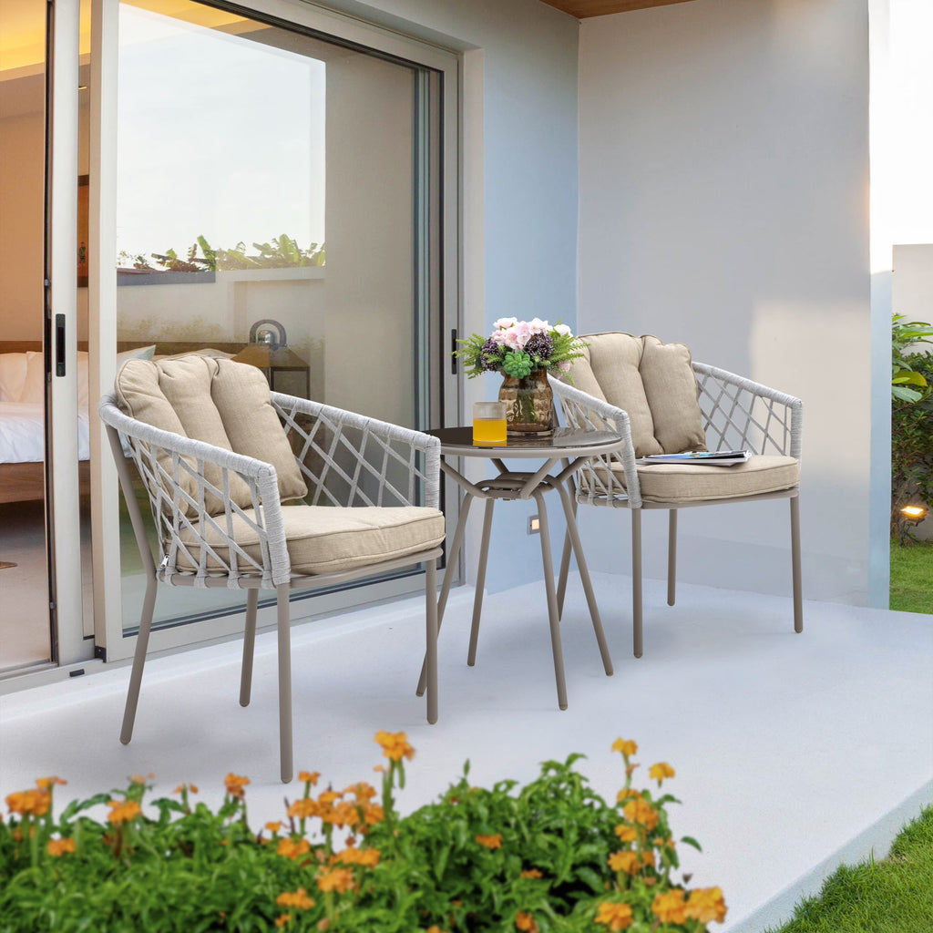 3pcs Steel Rope Bistro Set with Cushions J2117