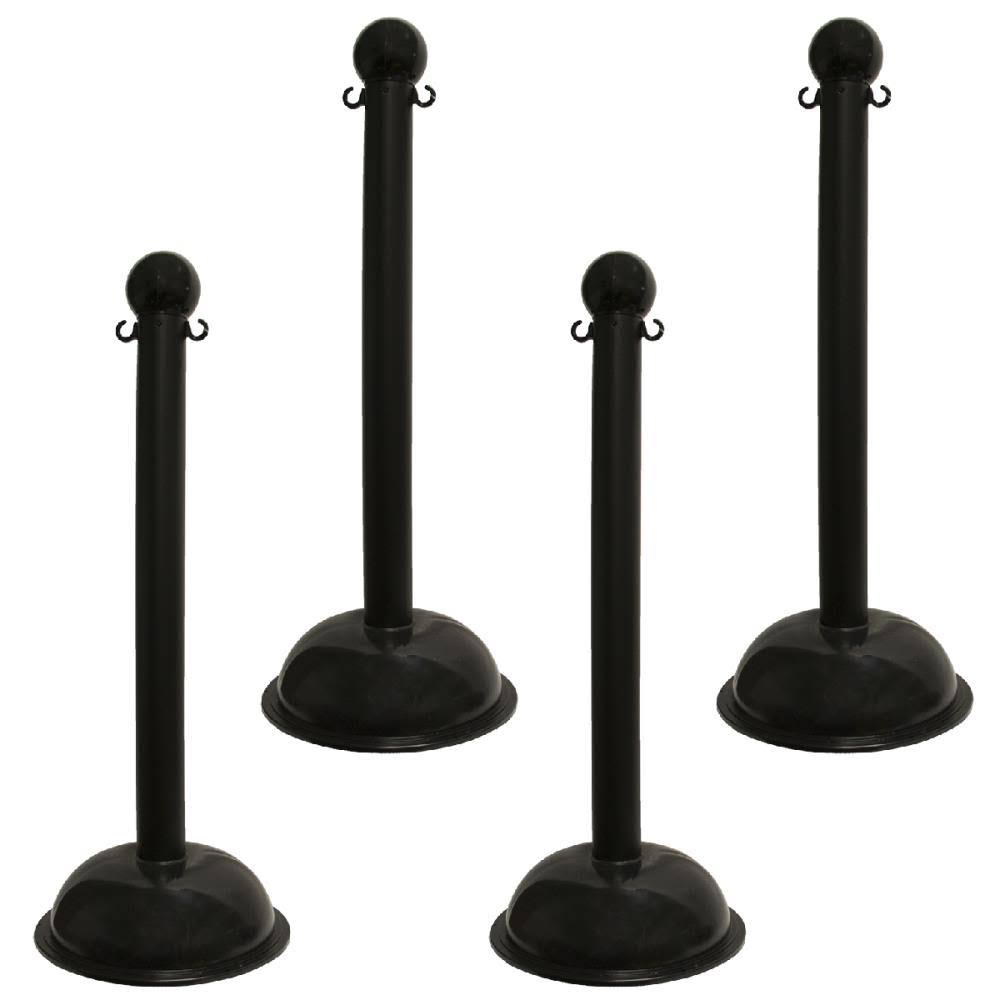 Black Crowd Control Stanchion with 16in Base 4pk F885044