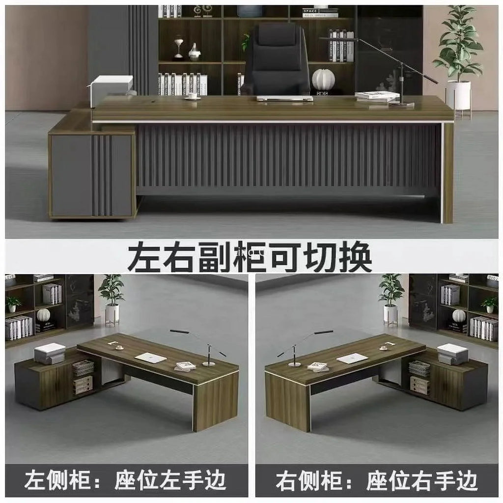 L Shaped Dark Wood Office Desk Y93972