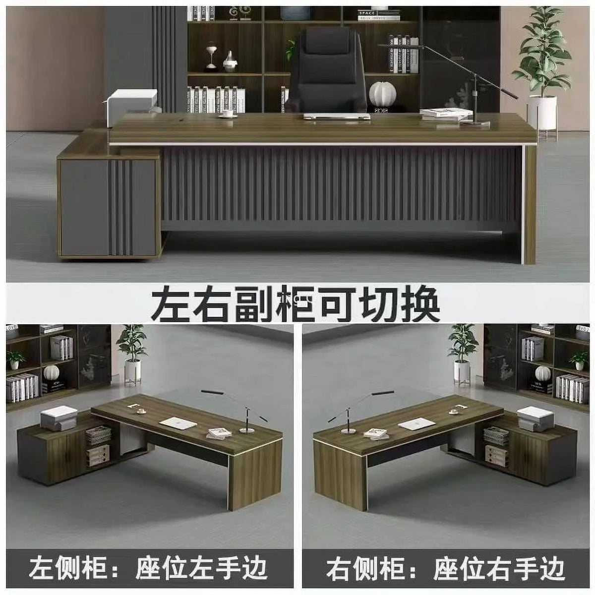 L Shaped Dark Wood Office Desk Y93972