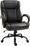 Big And Tall Ergonomic Executive Office Chair With Wide Seat, High Back Adjustable Swivel PU Leather, Brown W30257