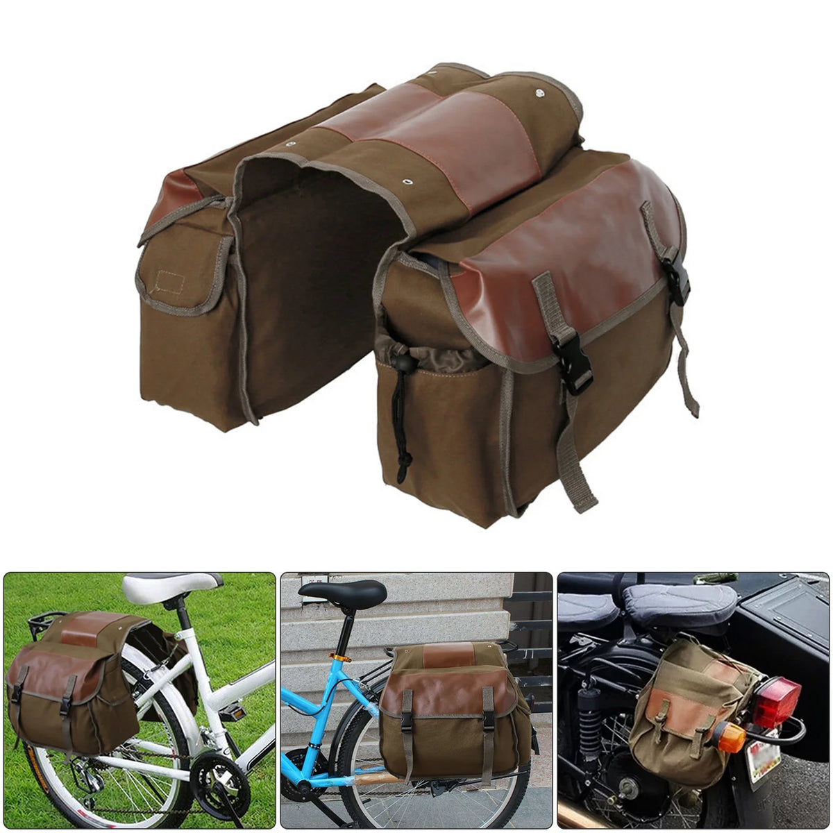 Large Capacity Canvas Waterproof Motorcycle Saddle Bag I250