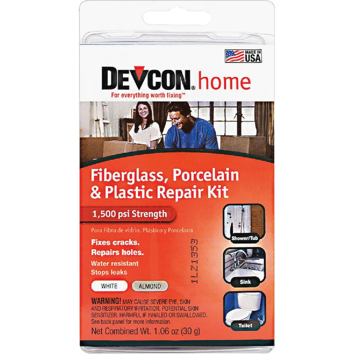 1.06 Oz. Fiberglass, Porcelain & Plastic Epoxy Repair Kit D45875