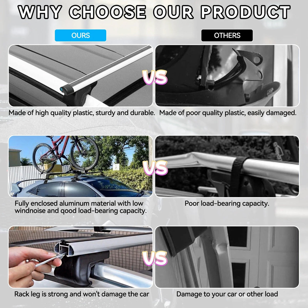 Aluminum Car Top Roof Rack Cross Bar Cargo Carrier F879350
