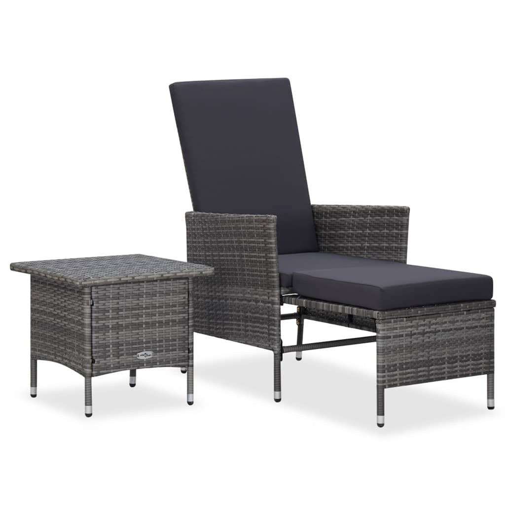 2 Piece Gray Poly Rattan Outdoor Lounge Set with Cushions A212