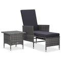 2 Piece Gray Poly Rattan Outdoor Lounge Set with Cushions A212