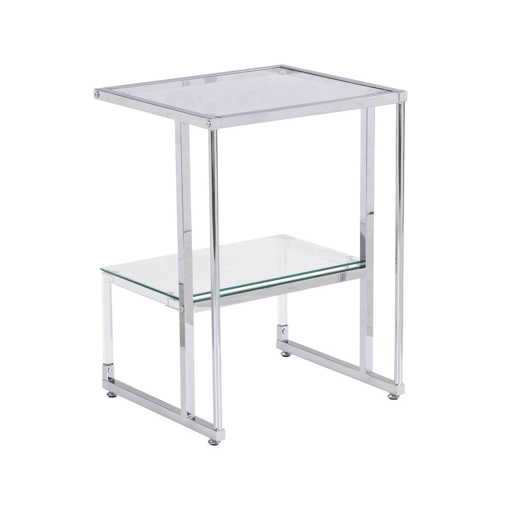 Silver Chrome 2-Tier Acrylic Glass Side Table I242021