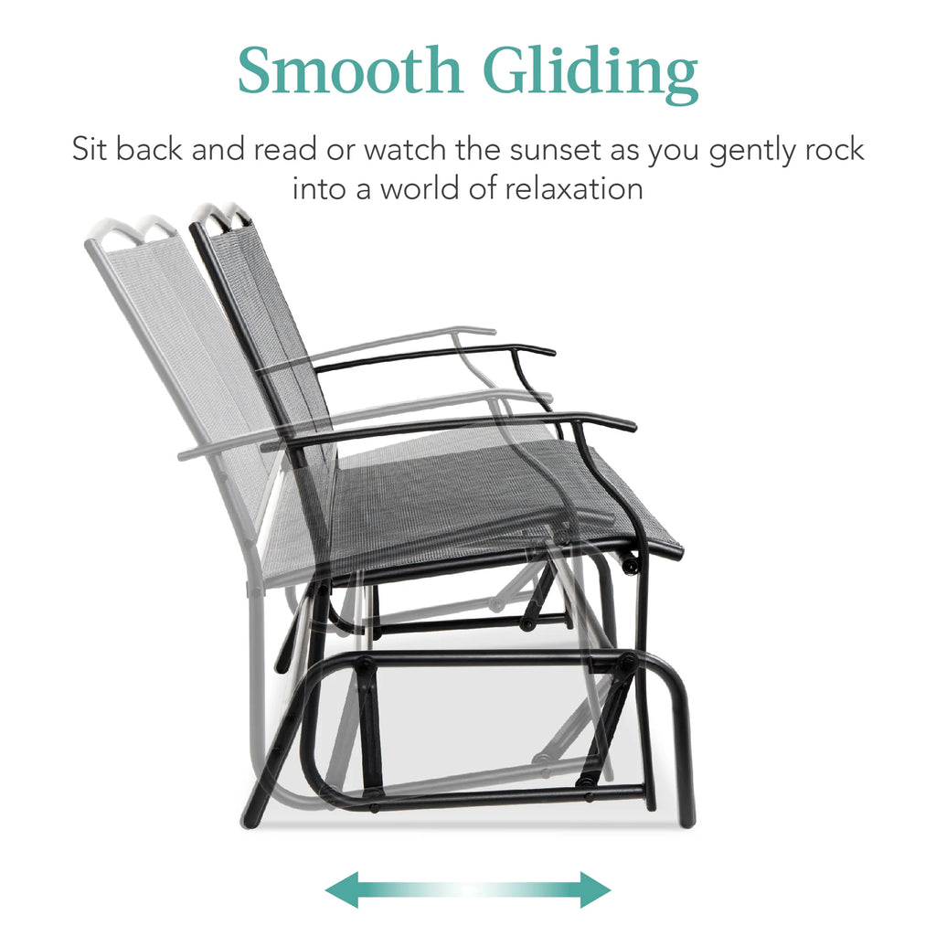 2-Person Outdoor Swing Glider Steel Patio Loveseat Gray U7781