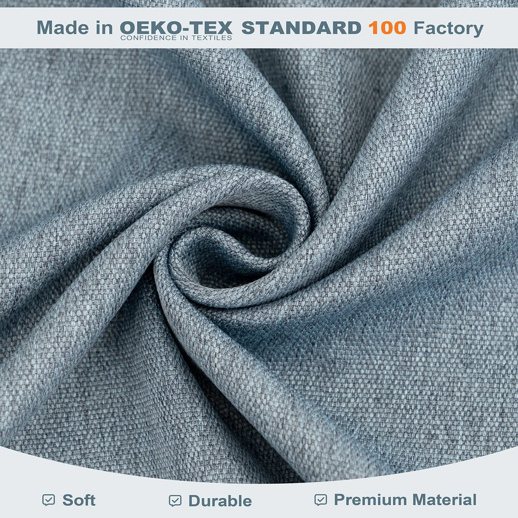 Dusty Blue Faux Linen Blackout Curtains 84 Inches 2 Panels Z151