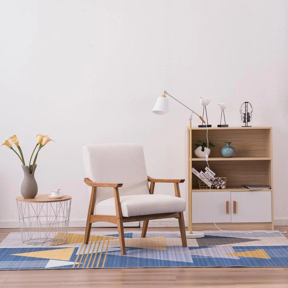 Beige Accent Chair with Wood Legs C4851