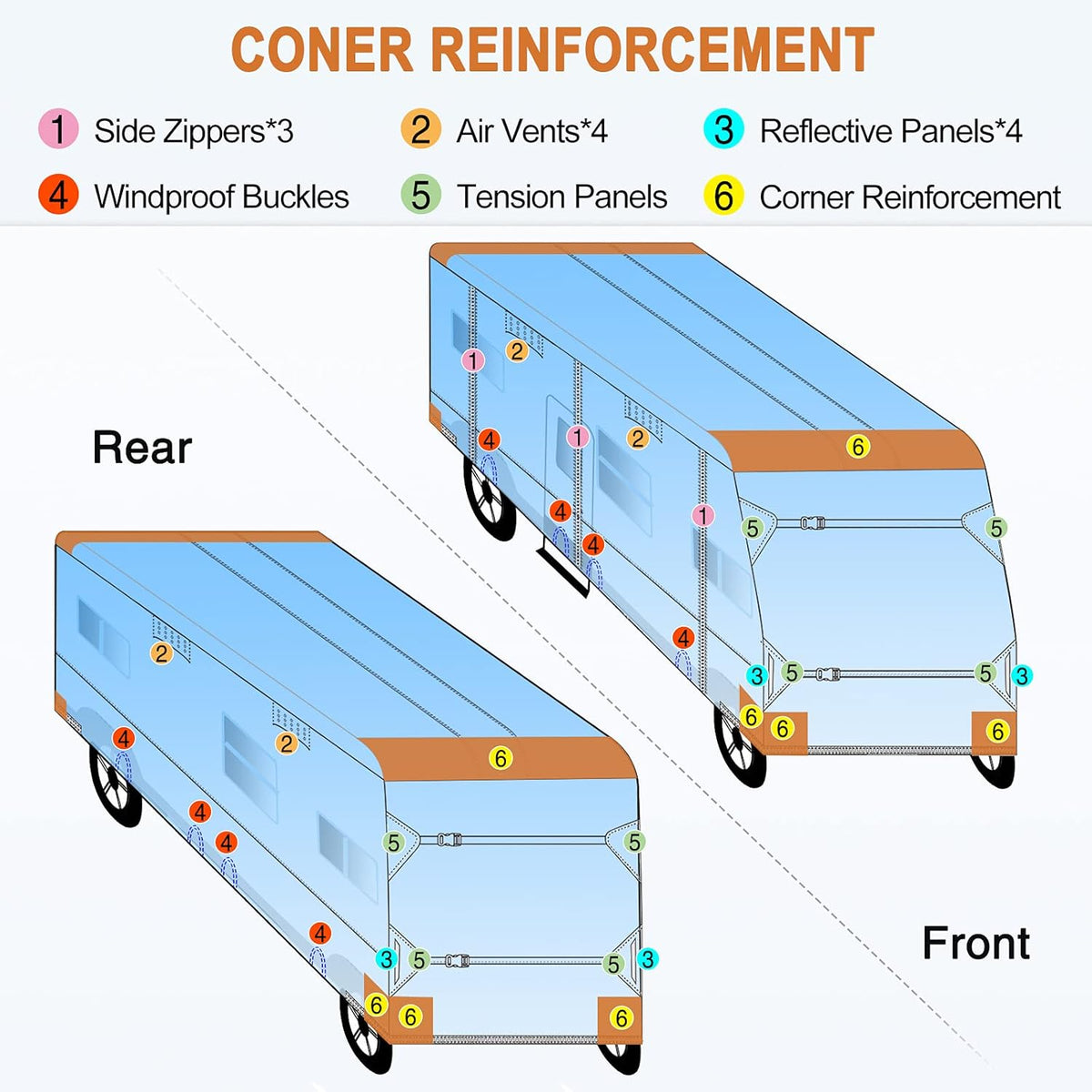 RV Cover Anti-UV Breathable Rip-Stop for 38’-42’ Motorhome I472967