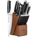 15-Pcs Black Stainless Steel Knife Set with Block M469961