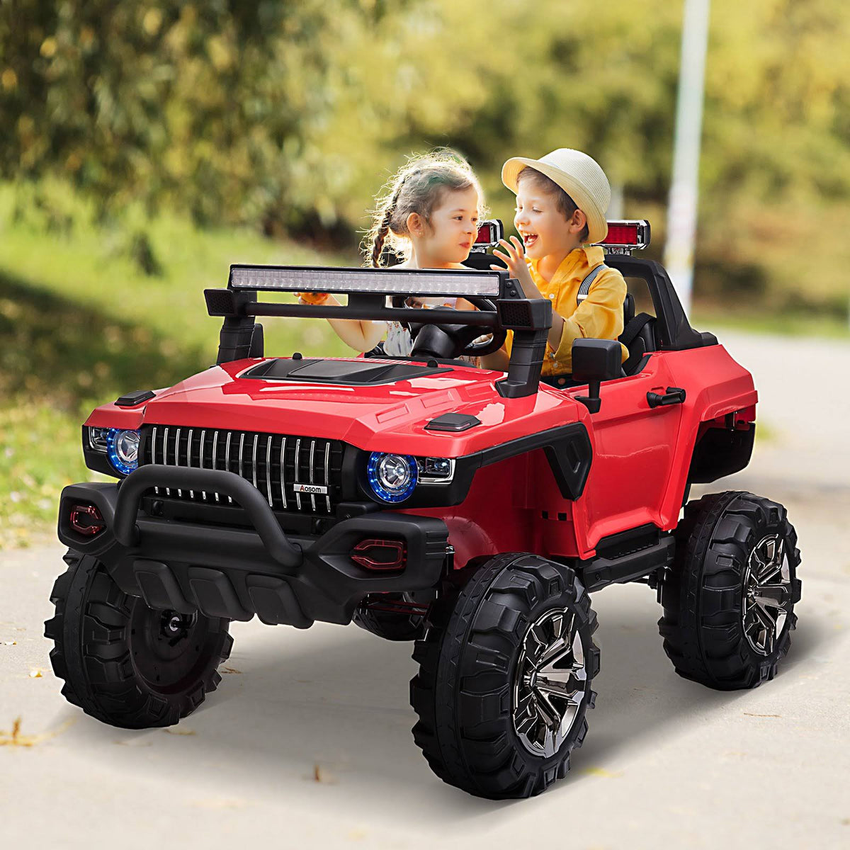 12V Kids Electric 2-Seater Ride on Police Car SUV Truck R570365