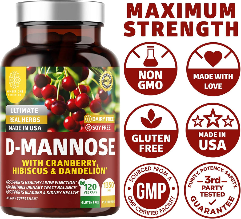 120 Veg Caps D Mannose with Cranberry and Hibiscus C3958