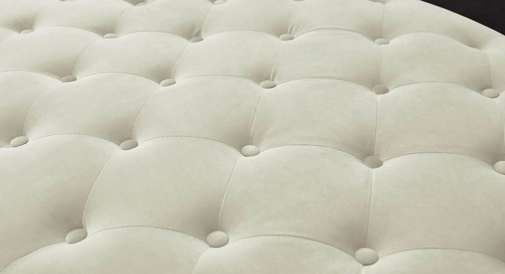 Ivory Velvet Upholstered Bench with 2 Pillows Y273451
