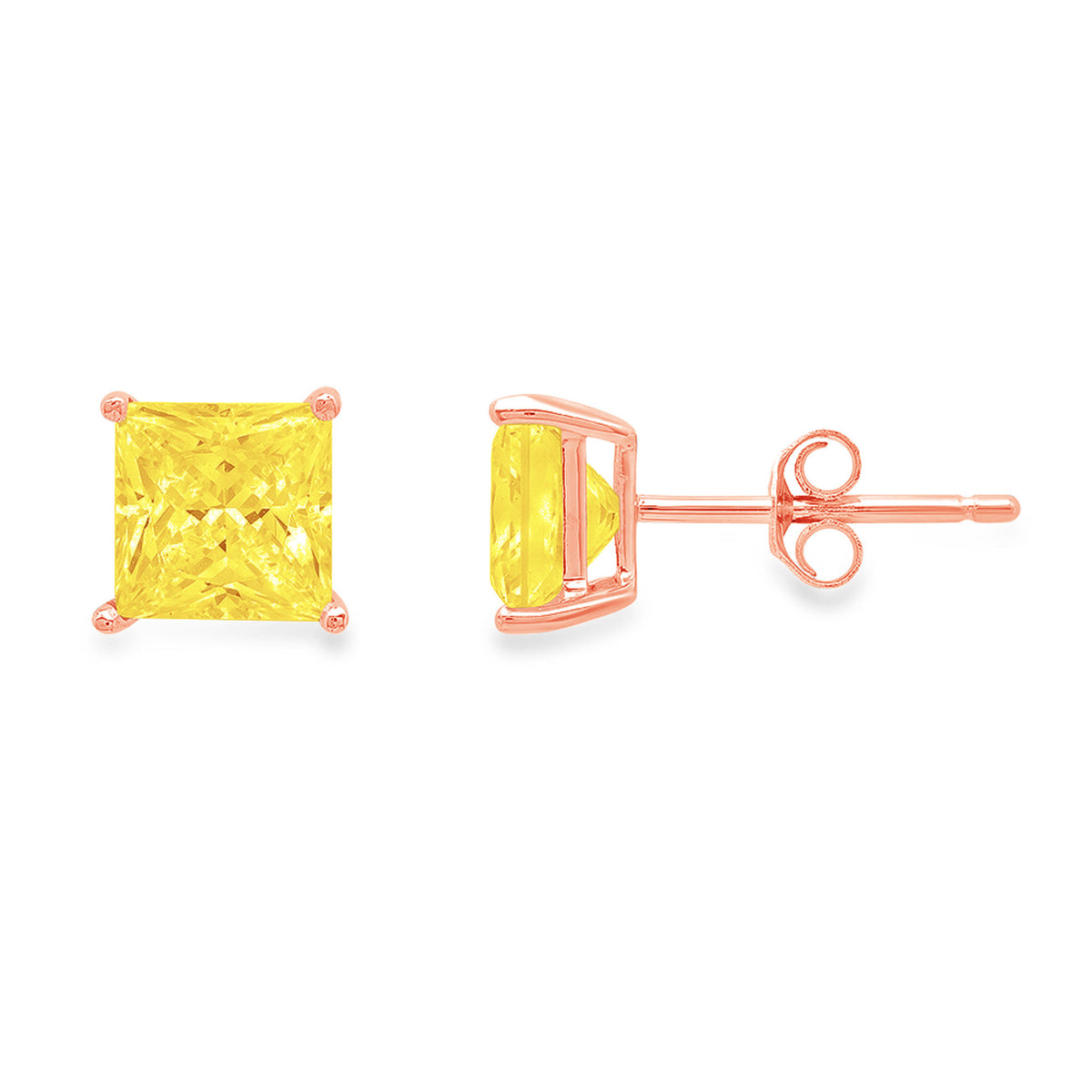 18K Rose Gold Solitaire Stud Earrings N734669