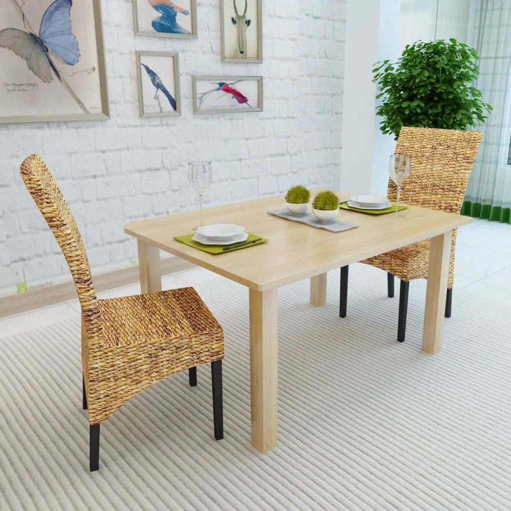 Dining Chairs 2 pcs Abaca and Solid Mango Wood N447623