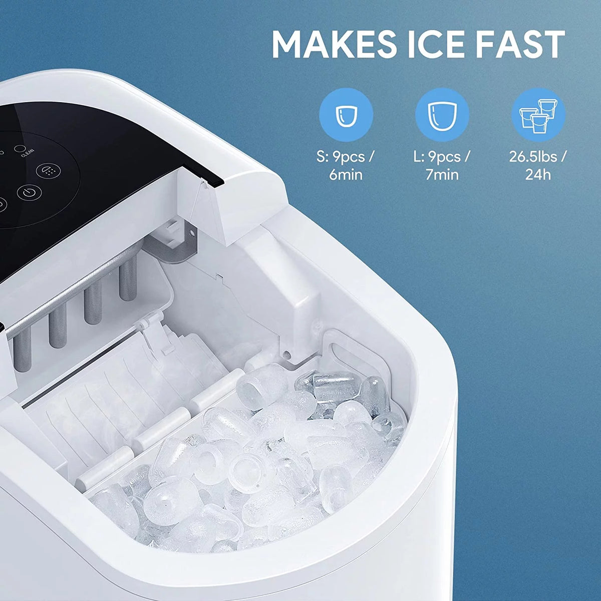 Countertop Ice Maker with Basket and Ice Scoop, White C466877
