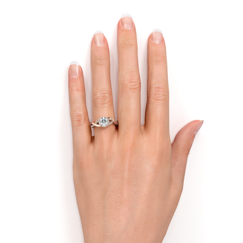 10K Rose Gold Twisted Band Engagement Ring D67827