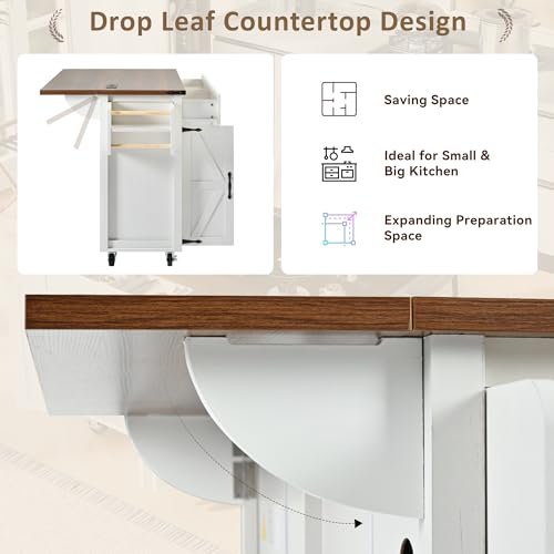 53.5'' Mobile Kitchen Island with Power Outlet W33901