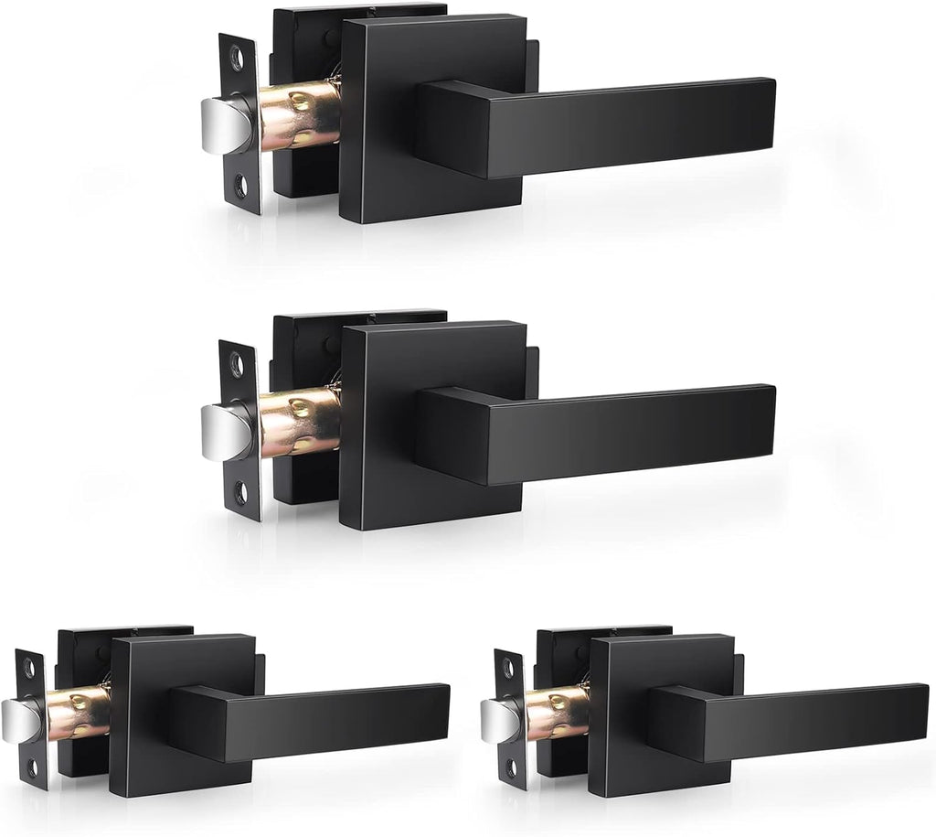 3 Pack Square Passage Door Levers in Matte Black Finish Y479868