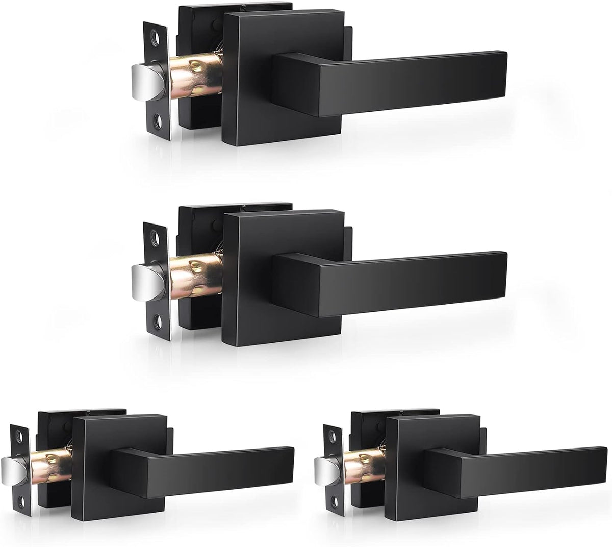 3 Pack Square Passage Door Levers in Matte Black Finish Y479868