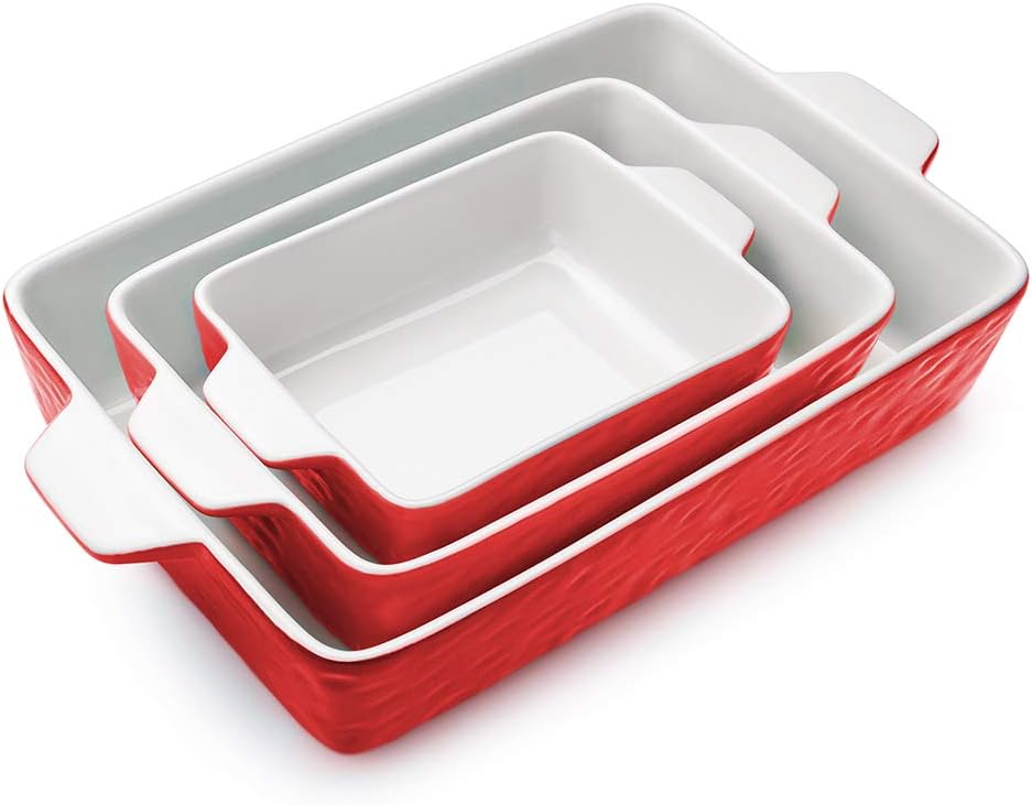 3 PCS Rectangular Ceramic Glaze Baking Dish Set N14209