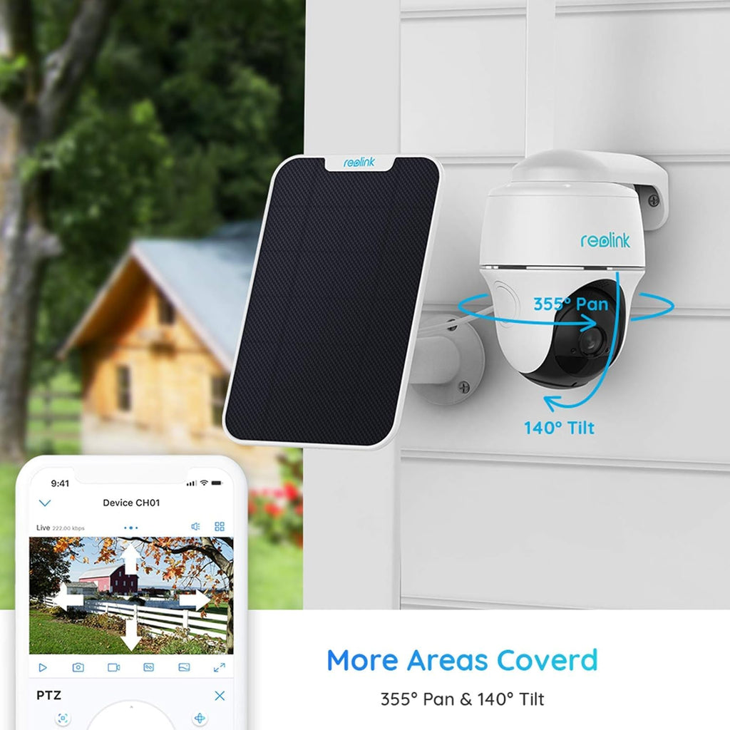 Outdoor Security Camera System Pan Tilt 3G/4G LTE Solar Battery Powered Camera with Solar Panel N754229