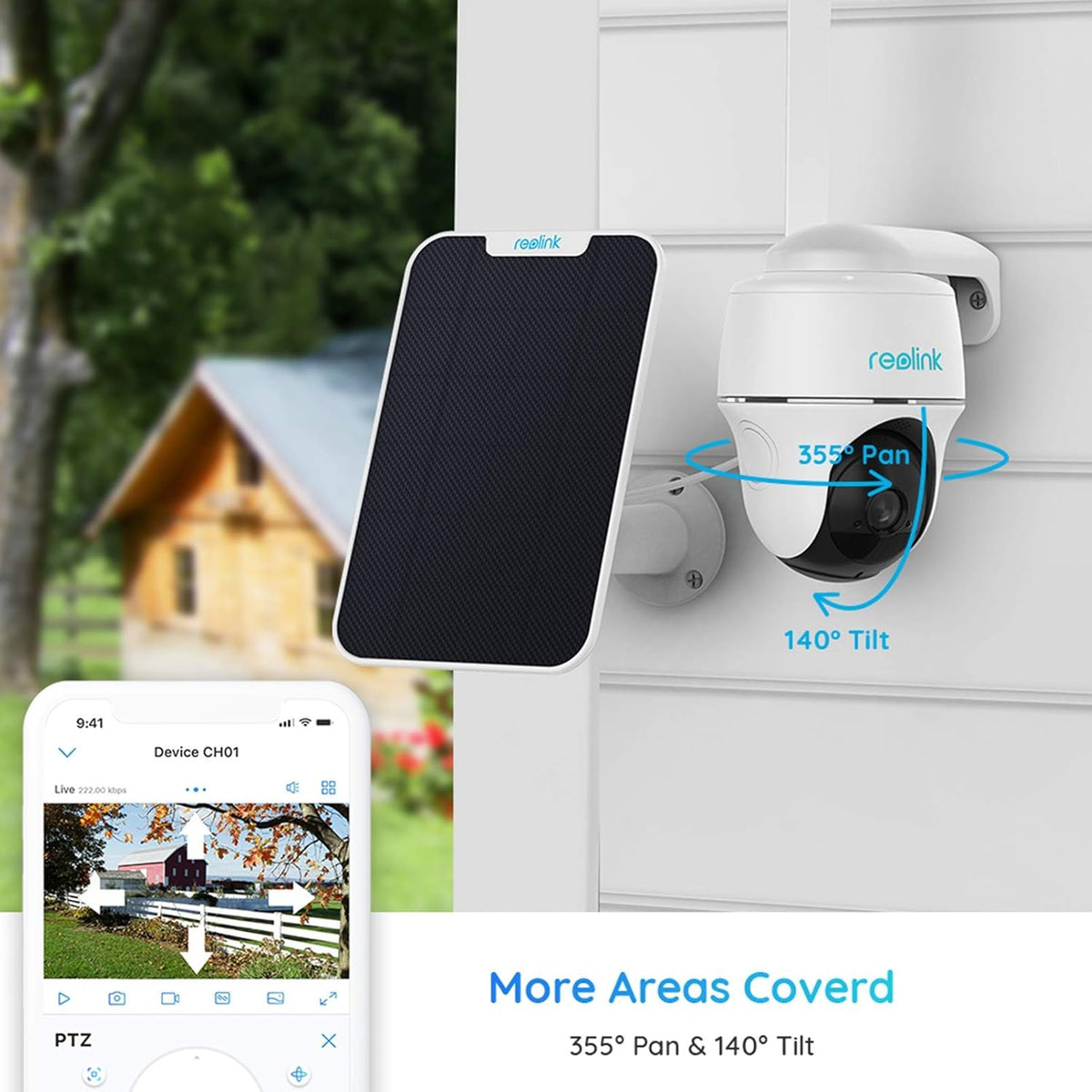 Outdoor Security Camera System Pan Tilt 3G/4G LTE Solar Battery Powered Camera with Solar Panel N754229
