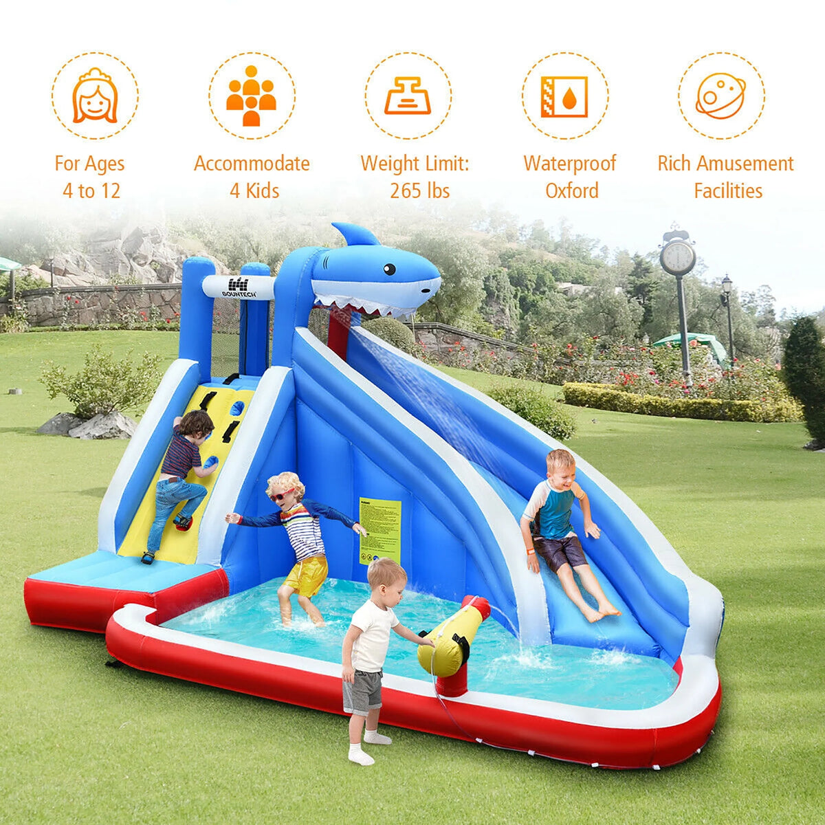 Inflatable Water Slide Bounce House Castle Splash Water Pool J76279