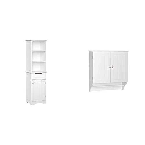 Gray Ashland Bathroom Freestanding Storage Cabinet with Three Open Shelves and Drawer S55325