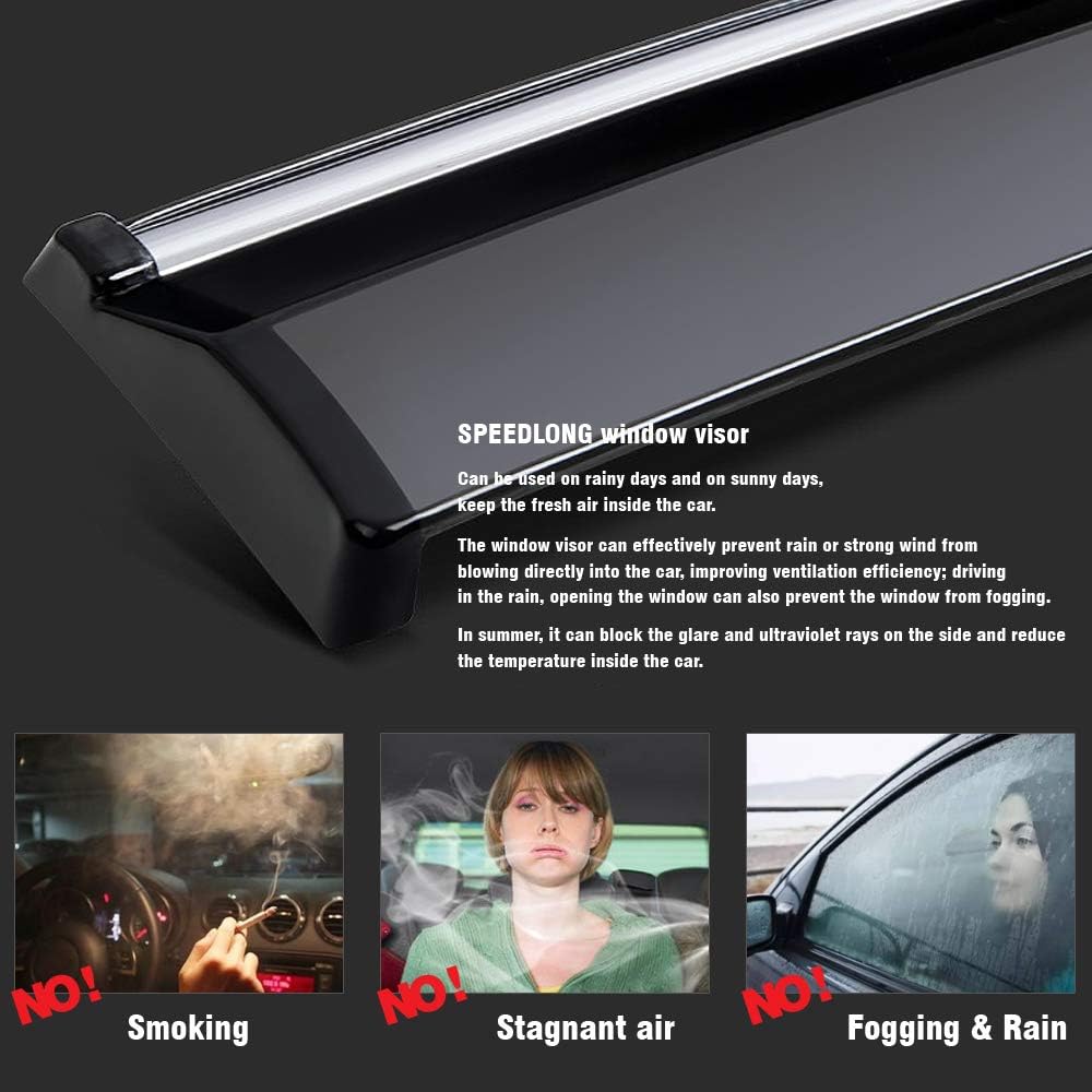 Car Window Visor Vent Shade Deflector Sun/Rain Guards F240289