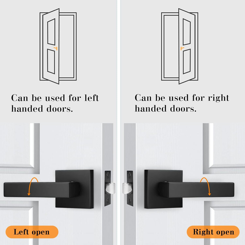 3 Pack Square Passage Door Levers in Matte Black Finish Y479868