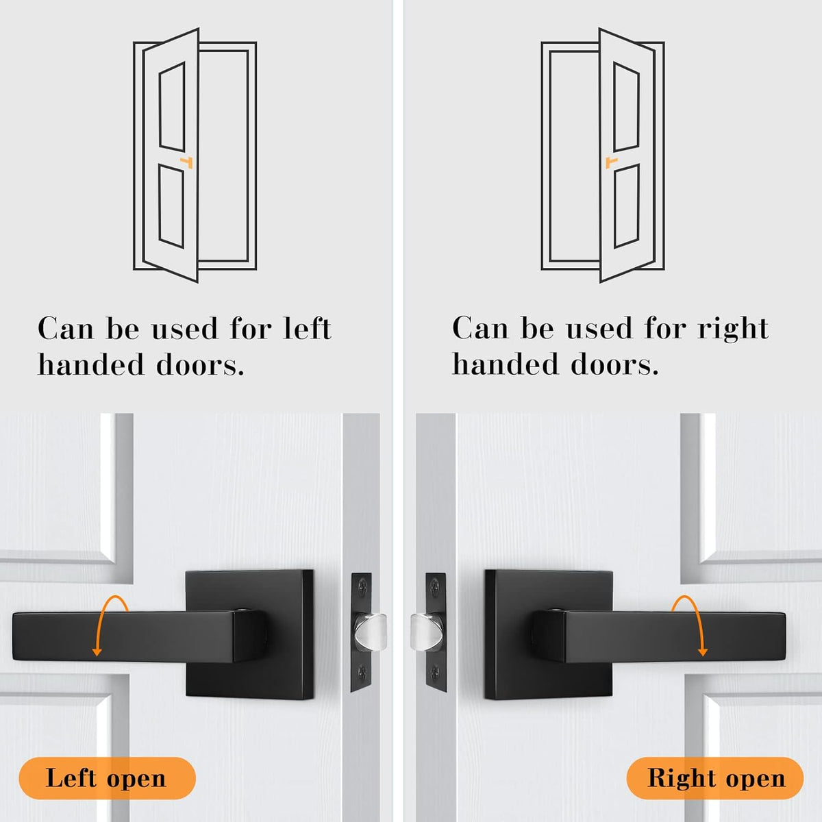 3 Pack Square Passage Door Levers in Matte Black Finish Y479868