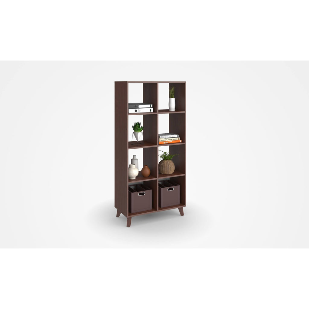 Teak Modern Cube Bookcase with Real Wood Feet Z2947